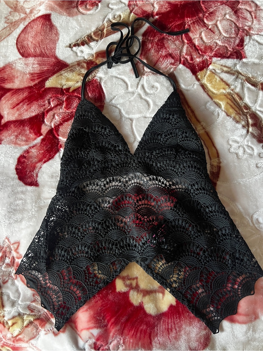 Say What? Black Lace Halter Top